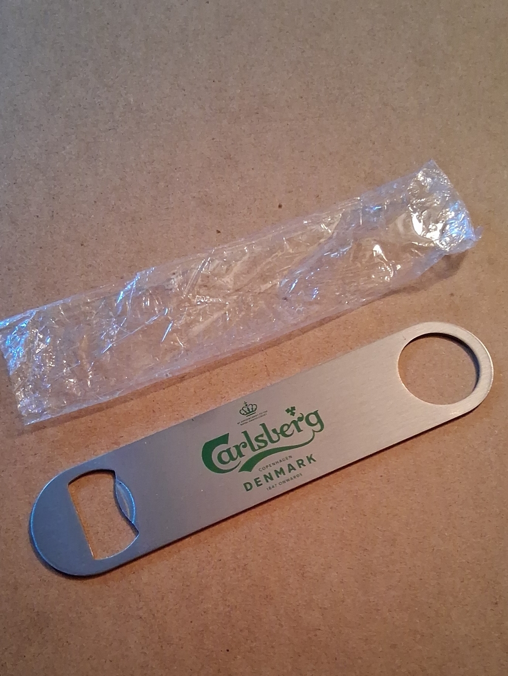 Silver Bottle Opener Bar Tool - Green Logo
